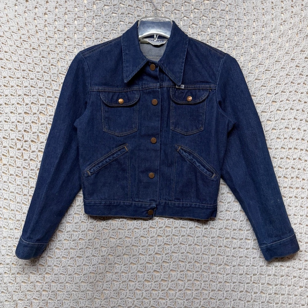 Vtg 70s Wrangler Jean Jacket Women Sz‎ 38  M Blue Denim Western Cowboys USA Made